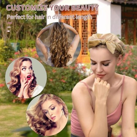 Värmefria locktänger pannband för att sova över natten, värmefria mjuka hårlockningsset, vågiga hårlocktänger med klämma stylingverktyg för långt hår