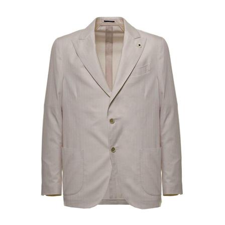 Lardini, Single-Breasted Blazer in Beige Cotton and Silk Beżowy, Mężczyzna, Rozmiar: L