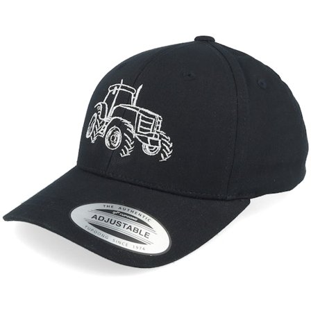 Kiddo Cap - Kids Tractor Outline Black Adjustable Adjustable Black Cap - @ Hatstore