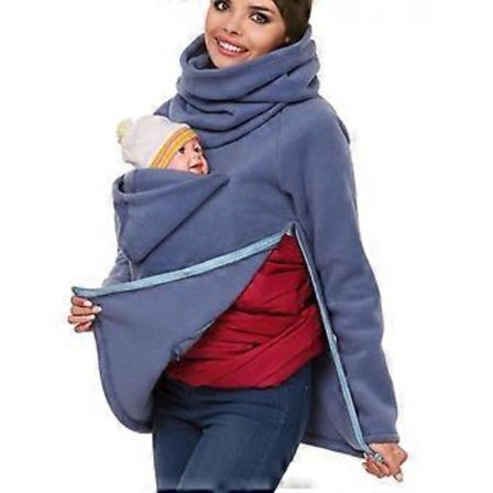 Kangaroo-genserjakke for kvinner, høst/vinter, multifunksjonell ammejakke #blå