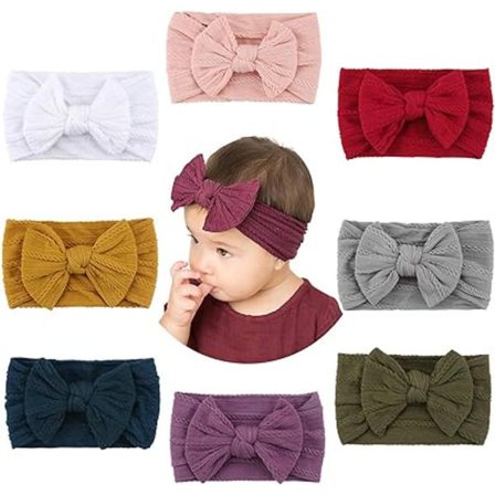 Baby Hovedbånd - Super bløde og strækbare knude baby turban - Multifarvede knude pandebånd hårbånd til nyfødte baby piger - Baby Toddler Hårbånd