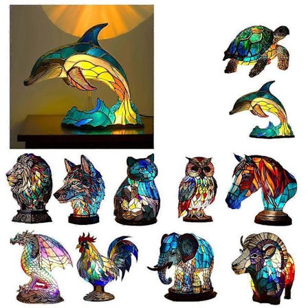 Stained Glass -pöytälamppu Eläimen Muotoinen Marokkolainen Yöpöytälamppu, Bohemian Maalaus Yövalo Koristeellinen Sängynpäätyvalo Sisustus