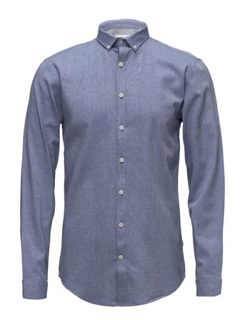 Mouliné Stretch Shirt L/S Skjorta Casual Blå Lindbergh