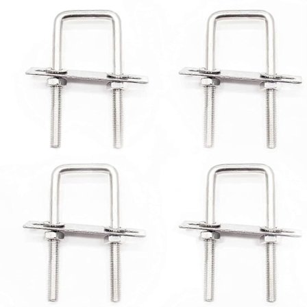 4 st Rostfria U-bultar, M8 Fyrkantiga U-bultar med Gängade Muttrar Fyrkantsbult