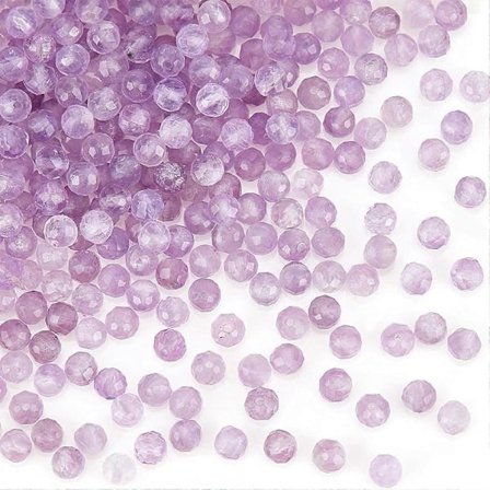 240 stk. naturlige fasetterte ametystperler 3mm runde fasetterte perler naturlige fasetterte steinperler 0,5~0,6mm hull ametyst edelstensperler 