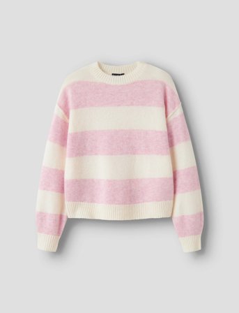 LMTD Nlfbynthe Stripe Ls Short Knit - Pink - 170-176