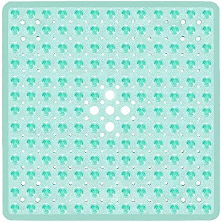 Grønn firkantet sklisikker sugekopp badematte - holdbar og stilig