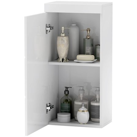 Vægskab med dør, Badeværelsesskab, Køkkenskab med 2 niveauer, Væghængt medicinskab Hvid 37,2 x 24,5 x 76,8 cm