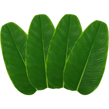 Kunstige bananblade, 4 stk., kunstige tropiske blade, grønne tropiske palmeblade, bordskånere, dækkeserviet til køkken, udendørs bryllup