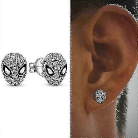 SpiderMan Mask Pave Örhängen 925 Sterling Silver Cool Stil Uttryck Smycken För Män Och Kvinnor