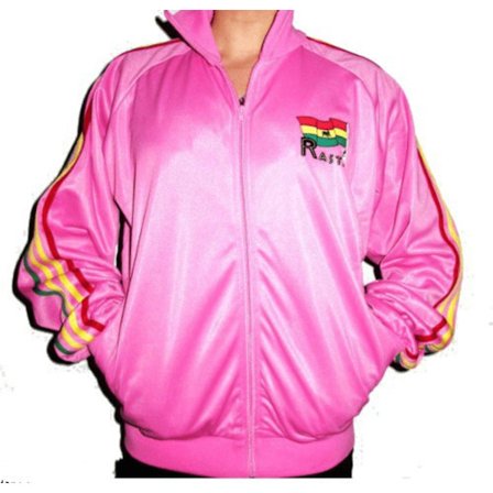 Rasta genser Glidelås - Rosa med Rasta print