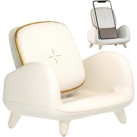 1 st Telefonhållare med trådlös laddning för skrivbord, multifunktionell telefonhållare i soffform