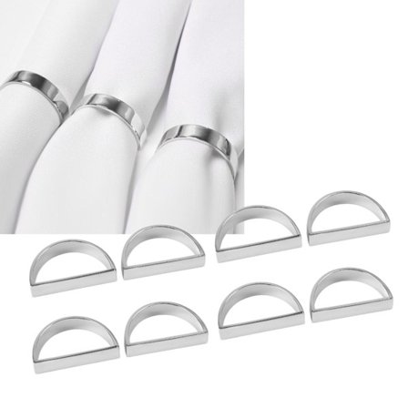 8 stk. sølvfarvede servietringe i halvcirkelform forhindrer falmning og rust - servietringe til bord til bryllup, fødselsdag og middagsselskab