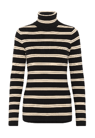 Soaked In Luxury SLSpina Striped Rollneck Pullover Tröjor Dam Svart L