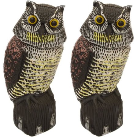 2 X Stor Realistisk Ugle Lokkefugl Med Roterende Hoved Fugl/Due/Krage Skræmmer