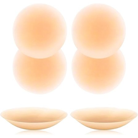 Silikone Brystvorte Dæksler Sæt med 4 Genanvendelige Usynlige Beige Medium til rygløse kjoler og brudekjoler