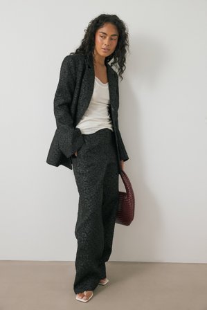 NA-KD Pantalon droit structuré à taille mi-haute - Pantalon droit - Noir - EU 38