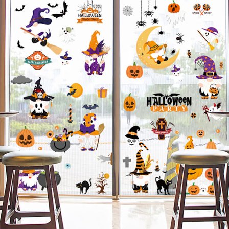 Halloween-festdekoration klistermærker heks jack-o-lantern flagermus edderkop