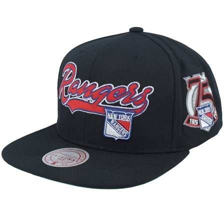 Mitchell & Ness - NHL Zwart snapback Cap - New York Rangers Oversweep Vintage Black Snapback @ Hatstore