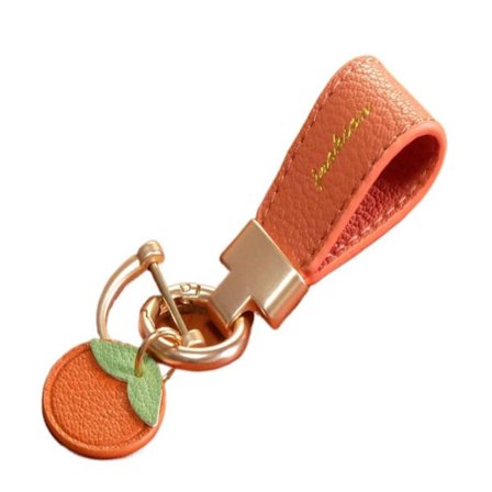 Läder Blomma Bil Nyckelring Bil Trinket Nyckelring ORANGE