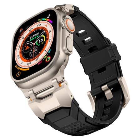 Kompatibel med Apple Watch Ultra 2/Ultra 49mm reim for menn Serie 9/8/SE 2/7/6/SE/5/4/3 49mm/45mm/44mm/42mm Sport reim Titanium Black