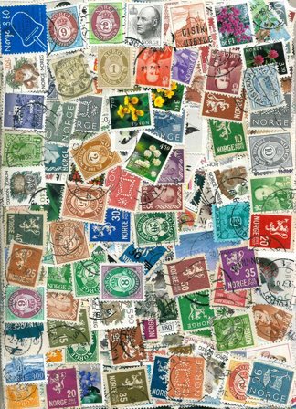 Norge - Frimærkepakke - 1200 forskellige stemplede frimærker