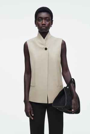 COS Damen Lange Weste Aus Wolle - Beige