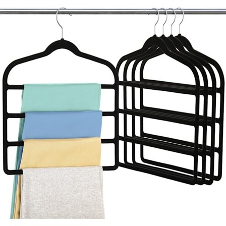 3/5-pakning plassbesparende buksehenger i fløyel – sklisikre flerlagshengere for bukser, shorts og garderobeorganisering_OF
