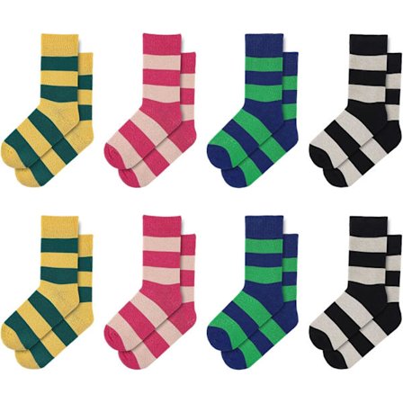 I PANDA 8 par sokker til piger, piger regnbuestribede bomuldssokker stribede-b 13-15 år