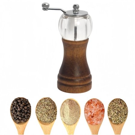 1 styck - Pepparkvarn - Manuell pepparkvarn i trä - Justerbar grovlek - Träfärg