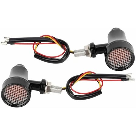 Metallkropp Retro Galler Motorcykel Blinkers LED Bromsljus Strobe Lampa (Svart)
