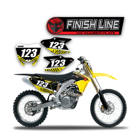 Finish Line Number Plate Decals - Suzuki DR 100 1981-1990