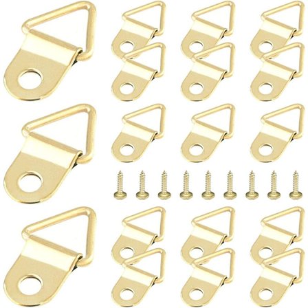 50 st guld med skruvar tavla ram krok triangulära ringar bild