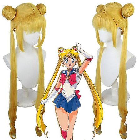Anime Sailor Moon Paryk Cosplay Kostume Kvinder Guld Lang Syntetisk Hår Halloween Party Rolleleg Wigs