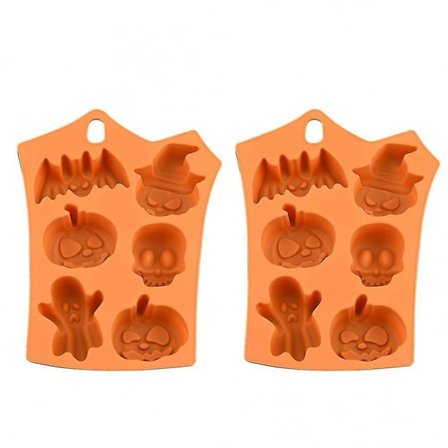 2 stk. Halloween silikone bageforme - græskar skelet hoved, Ba