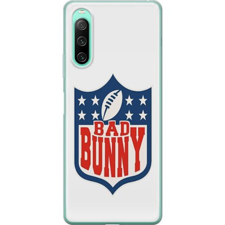 Kompatibel Mobilcover til Sony Xperia 10 IV Bad Bunny rød grafisk plakat med portræt og typografi i latinamerikansk popdesign