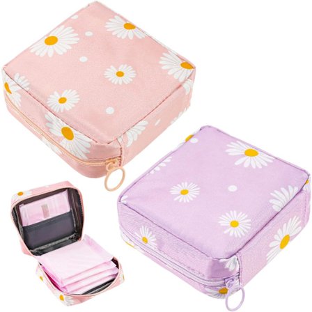 Rosa + Lila - 2 kpl Terveyssiteiden säilytys, vedenpitävä vetoketjullinen terveyssiteiden säilytys, ensimmäinen kuukautisvälineiden laukku tytöille/