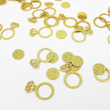 Guld bryllup bordkonfetti, I Do forlovelsesfest bordspredning,