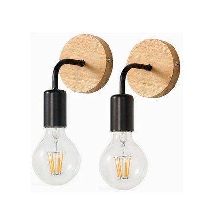 Industriel Indendørs Vægskinne 2-pak, Trævægslamper, Metal Wa
