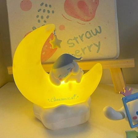 Sanrio Moon Led Light Anime Kuromi Cinnamonroll Kawaii Tilbehør Ornament Skønhed Soveværelse Natlys Sengelampe Dekoration Cinnamorollwith box