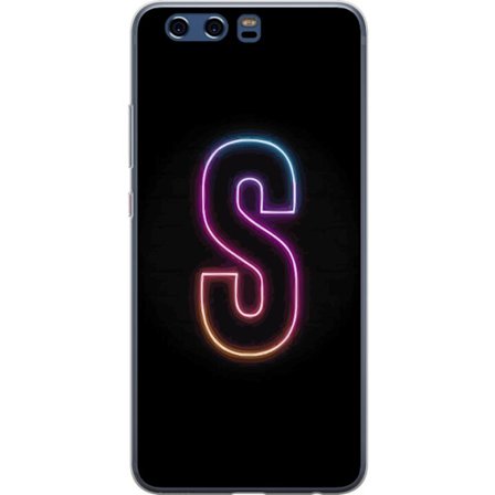 Yhteensopiva Puhelinkuori Huawei Huawei P10 Neonkirjain S kirkkaissa pinkissä ja sinisissä sävyissä tummaa taustaa vasten, siisti kirjaintaide ret