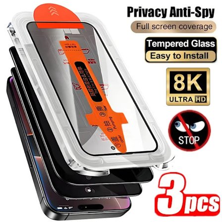 3-pack Arc Edge Sekretess Härdat Glas Kompatibelt med iPhone 17 16 15 14 13 12 11 Pro Max Anti-Spion Skärmskydd Enkelt Verktyg Skyddsglas iP 15(16)