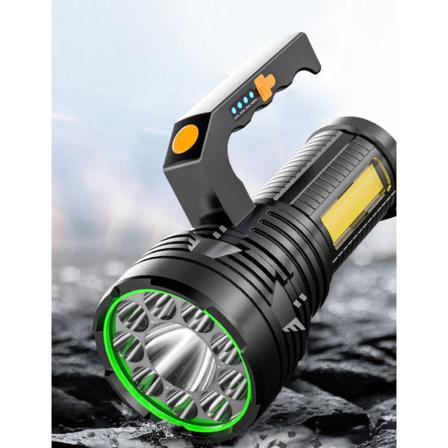 Ficklampa Starkt Ljus Usb Laddning Utomhuslampa Portable Light Black