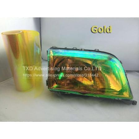 V rillinen auton v ri vaihtavan kalvon 1 kpl kameleontti-ajovalojen ja takavalojen vinyyli-s vykalvo tarra valokalvo k re 30X60CM/100CM-Xin Gold 30CM 