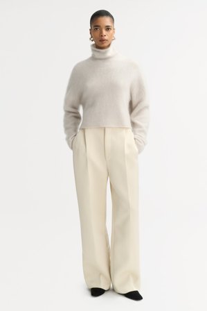 Soft Goat - Brushed turtleneck - Women cashmere sweater - XL - Chalk