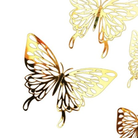 3D Hul Gylden Sølv Sommerfugl Væg Klistermærker Kunst Hjem Dekorationer Væg Decals