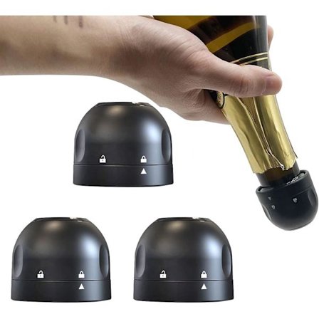 Champagne Stopper 3Pack Svart, Läcksäker Champagne Stopper, Kee