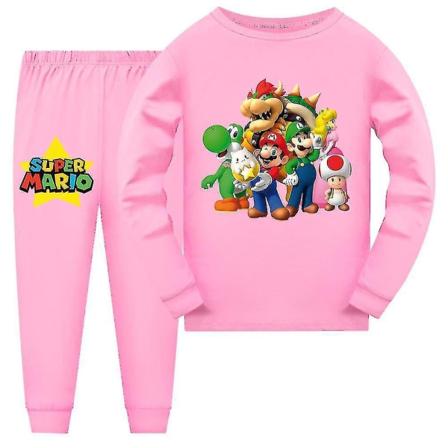 Super Mario Pyjamas Long Sleeve T-shirt Pants Sleepwear Nightwear Pjs Set Kids Boys Girls Pajamas Loungewear Age 7-14 Years CMK Pink 11-12 Years