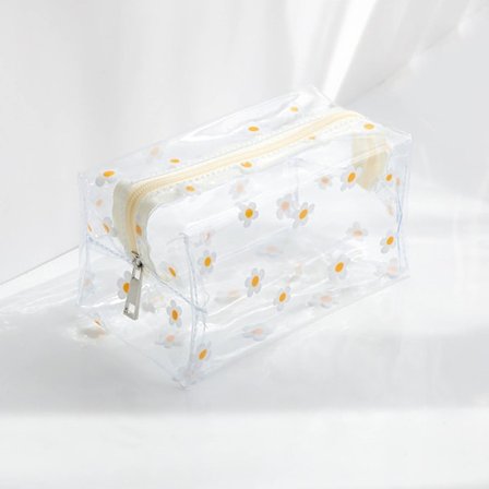 Makeup Taske Klar Makeup Taske Transparent Rejse Bærbar Mini Vask Opbevaringstaske Blomst Print Kvinder Lynlås Kosmetik Taske