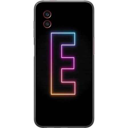 Yhteensopiva Puhelinkuori Samsung Samsung Galaxy Xcover6 Pro Minimalistinen neonkirjain E kirkkaissa väreissä tummaa taustaa vasten modernissa ja ty